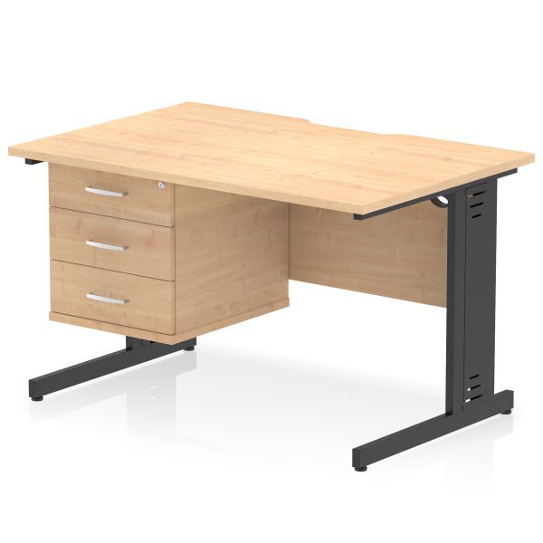 Pulse Scalloped Edge 1200mm Cable Managed Straight Desk With Single Fixed Pedestal - Image 27