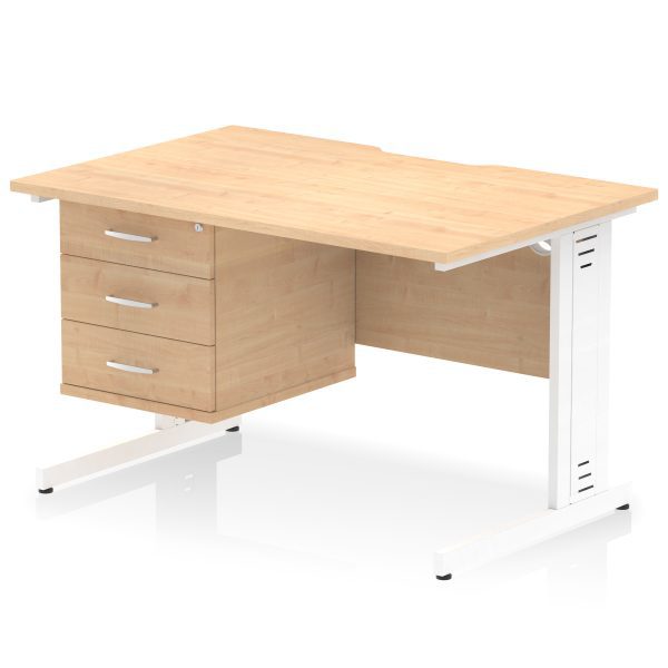 Pulse Scalloped Edge 1200mm Cable Managed Straight Desk With Single Fixed Pedestal - Image 29