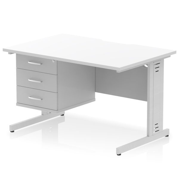 Pulse Scalloped Edge 1200mm Cable Managed Straight Desk With Single Fixed Pedestal - Image 37