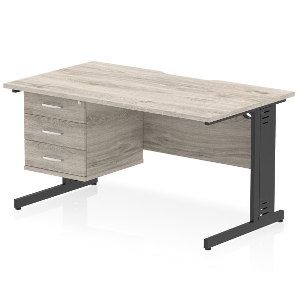 Pulse Scalloped Edge 1400mm Cable Managed Straight Desk With Single Fixed Pedestal - Image 24