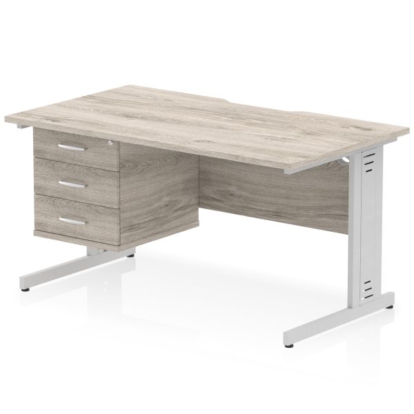 Pulse Scalloped Edge 1400mm Cable Managed Straight Desk With Single Fixed Pedestal - Image 25