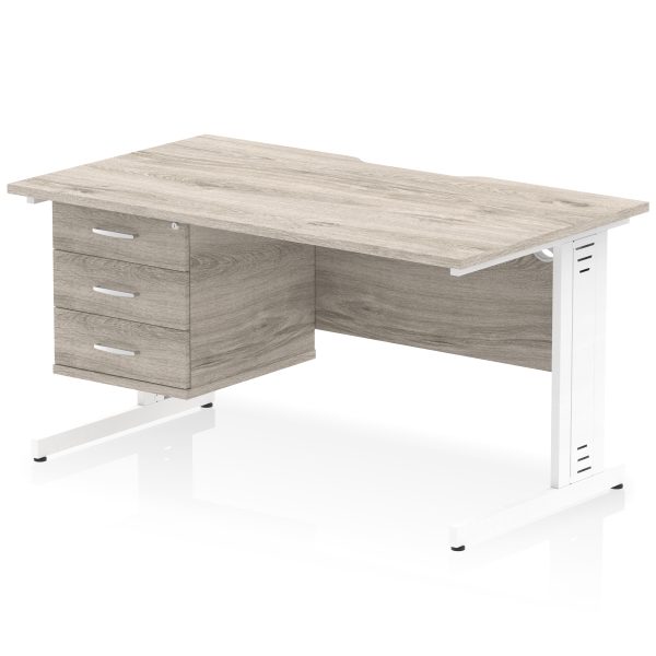 Pulse Scalloped Edge 1400mm Cable Managed Straight Desk With Single Fixed Pedestal - Image 26