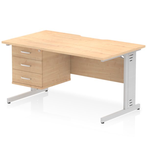 Pulse Scalloped Edge 1400mm Cable Managed Straight Desk With Single Fixed Pedestal - Image 28