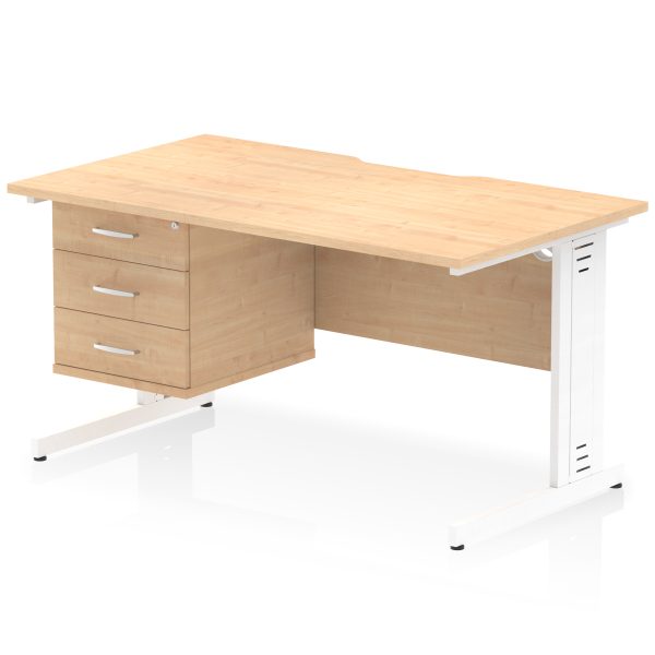 Pulse Scalloped Edge 1400mm Cable Managed Straight Desk With Single Fixed Pedestal - Image 29