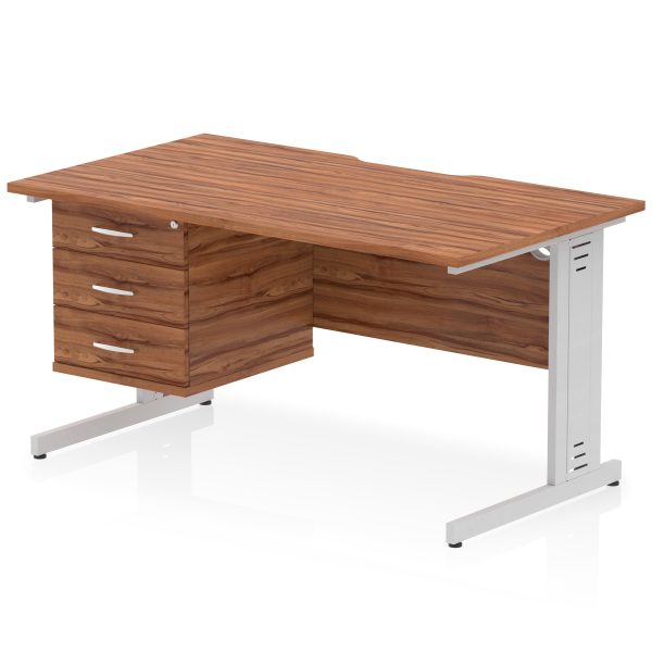 Pulse Scalloped Edge 1400mm Cable Managed Straight Desk With Single Fixed Pedestal - Image 34
