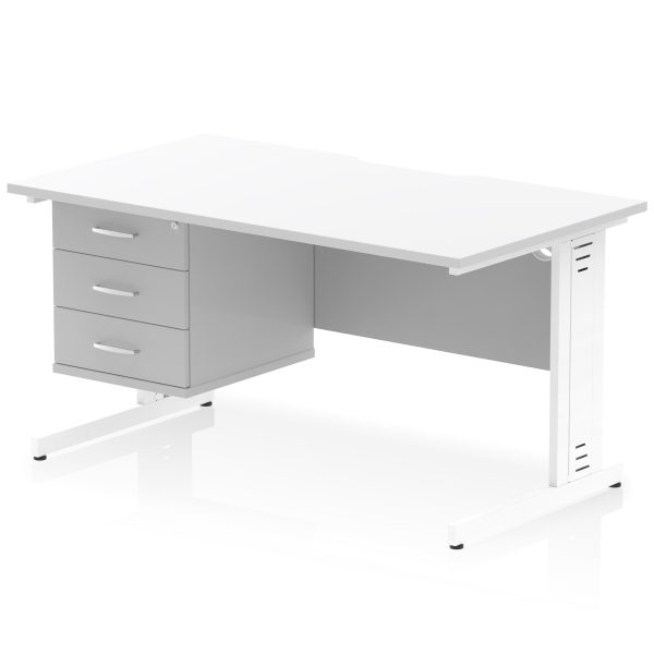 Pulse Scalloped Edge 1400mm Cable Managed Straight Desk With Single Fixed Pedestal - Image 38