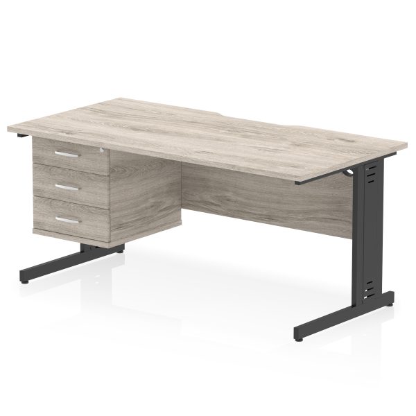 Pulse Scalloped Edge 1600mm Cable Managed Straight Desk With Single Fixed Pedestal - Image 24
