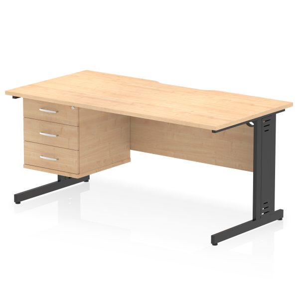 Pulse Scalloped Edge 1600mm Cable Managed Straight Desk With Single Fixed Pedestal - Image 27