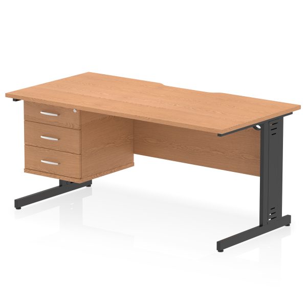 Pulse Scalloped Edge 1600mm Cable Managed Straight Desk With Single Fixed Pedestal - Image 30