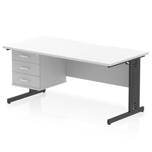 Pulse Scalloped Edge 1600mm Cable Managed Straight Desk With Single Fixed Pedestal - Image 36