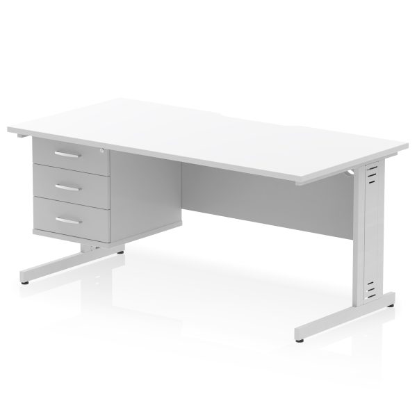 Pulse Scalloped Edge 1600mm Cable Managed Straight Desk With Single Fixed Pedestal - Image 37