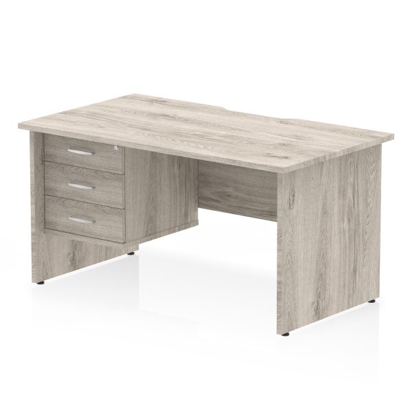 Pulse Scalloped Edge 1400mm Panel End Straight Desk With Single Fixed Pedestal - Image 15