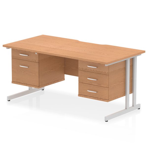 Pulse Scalloped Edge 1600mm Cantilever Straight Desk With Two Fixed Pedestal - Image 14