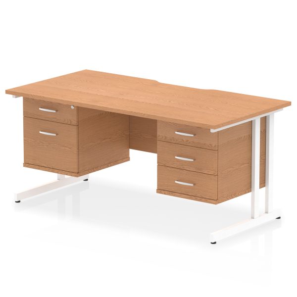 Pulse Scalloped Edge 1600mm Cantilever Straight Desk With Two Fixed Pedestal - Image 15