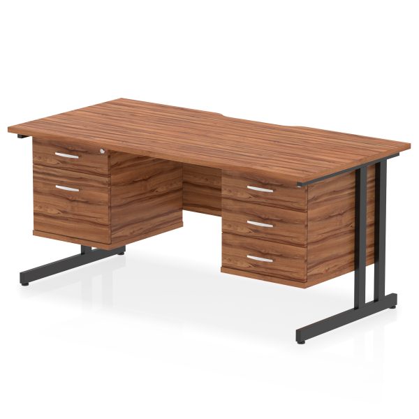 Pulse Scalloped Edge 1600mm Cantilever Straight Desk With Two Fixed Pedestal - Image 16