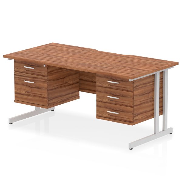 Pulse Scalloped Edge 1600mm Cantilever Straight Desk With Two Fixed Pedestal - Image 17