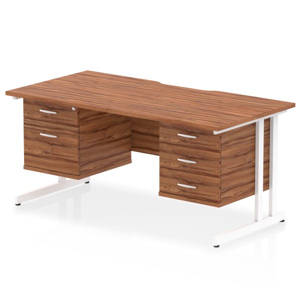 Pulse Scalloped Edge 1600mm Cantilever Straight Desk With Two Fixed Pedestal - Image 18