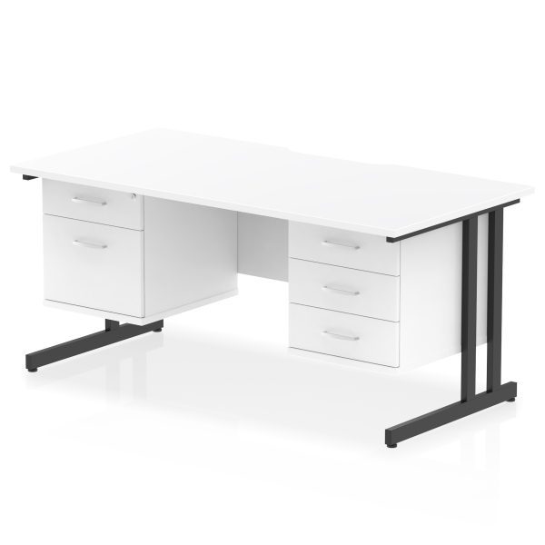 Pulse Scalloped Edge 1600mm Cantilever Straight Desk With Two Fixed Pedestal - Image 19