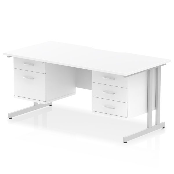 Pulse Scalloped Edge 1600mm Cantilever Straight Desk With Two Fixed Pedestal - Image 20