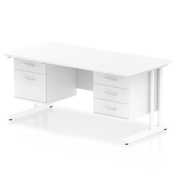 Pulse Scalloped Edge 1600mm Cantilever Straight Desk With Two Fixed Pedestal - Image 21