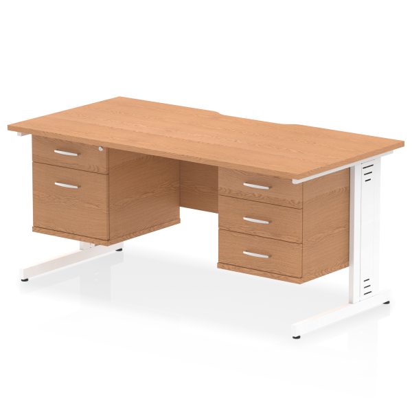 Pulse Scalloped Edge 1600mm Cable Managed Straight Desk With Two Fixed Pedestal - Image 15