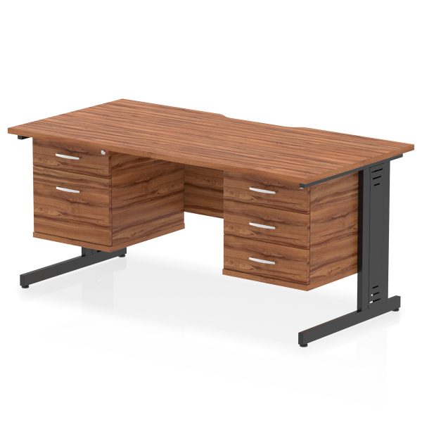 Pulse Scalloped Edge 1600mm Cable Managed Straight Desk With Two Fixed Pedestal - Image 16