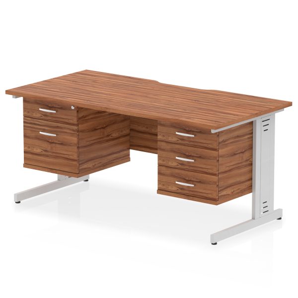 Pulse Scalloped Edge 1600mm Cable Managed Straight Desk With Two Fixed Pedestal - Image 17