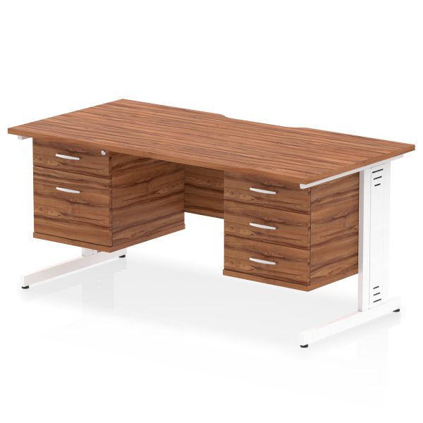Pulse Scalloped Edge 1600mm Cable Managed Straight Desk With Two Fixed Pedestal - Image 18