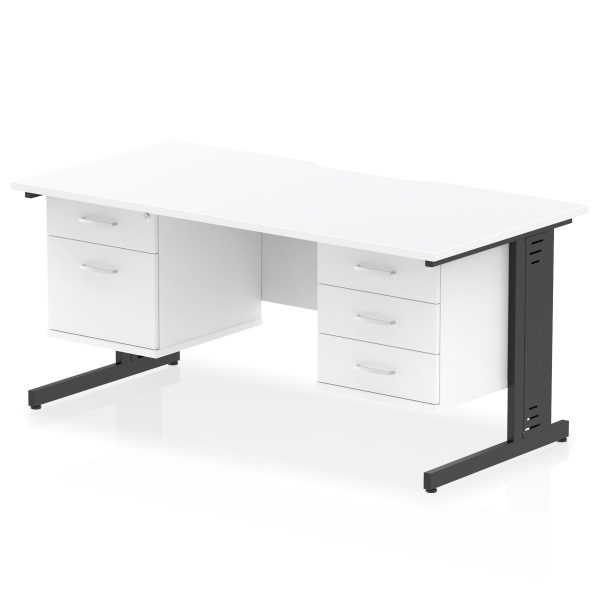 Pulse Scalloped Edge 1600mm Cable Managed Straight Desk With Two Fixed Pedestal - Image 19