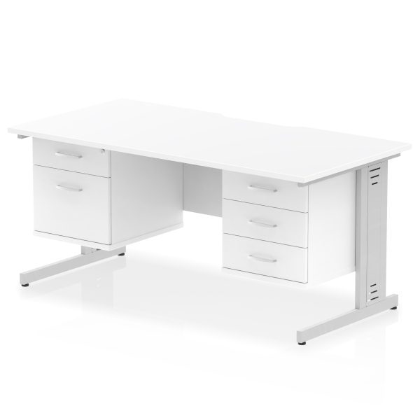 Pulse Scalloped Edge 1600mm Cable Managed Straight Desk With Two Fixed Pedestal - Image 20