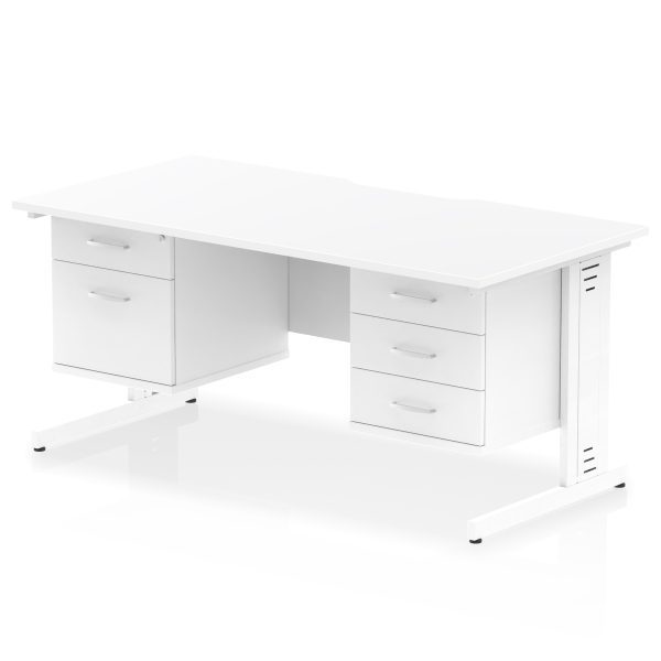 Pulse Scalloped Edge 1600mm Cable Managed Straight Desk With Two Fixed Pedestal - Image 21