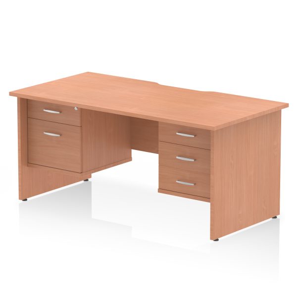 Pulse Scalloped Edge 1600mm Panel End Straight Desk With Two Fixed Pedestal - Image 4