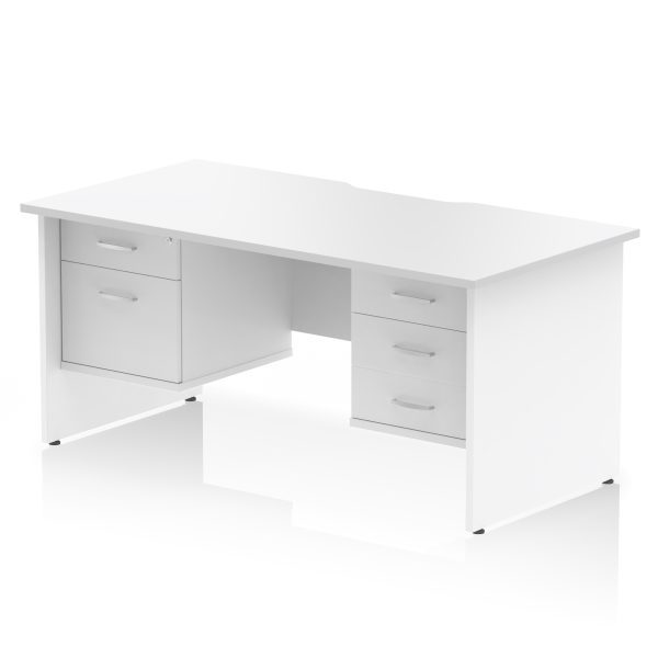Pulse Scalloped Edge 1600mm Panel End Straight Desk With Two Fixed Pedestal - Image 9