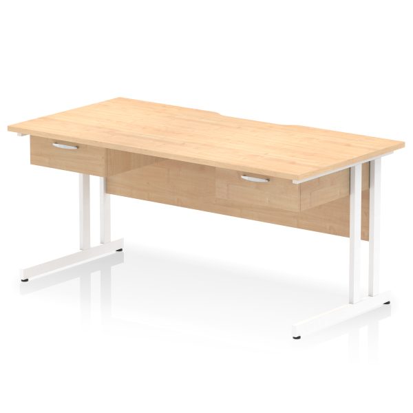 Pulse Scalloped Edge Cantilever Straight Desk With Two One Drawer Fixed Pedestals - Image 16