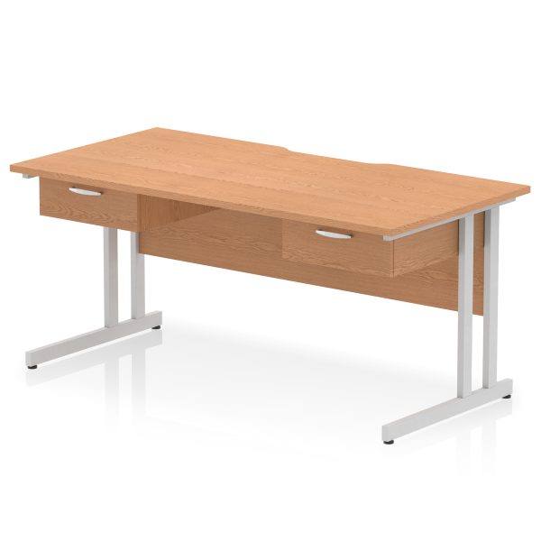 Pulse Scalloped Edge Cantilever Straight Desk With Two One Drawer Fixed Pedestals - Image 10