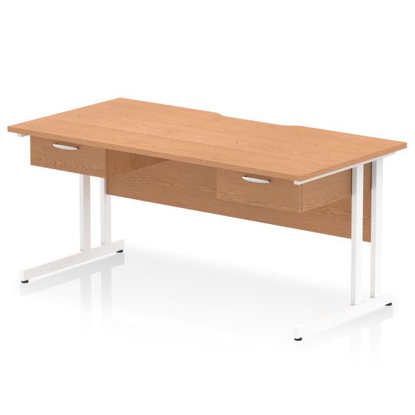 Pulse Scalloped Edge Cantilever Straight Desk With Two One Drawer Fixed Pedestals - Image 17