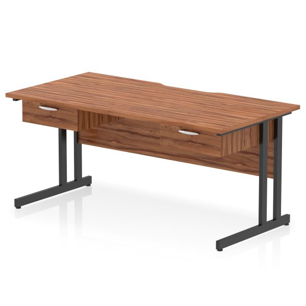 Pulse Scalloped Edge Cantilever Straight Desk With Two One Drawer Fixed Pedestals - Image 5