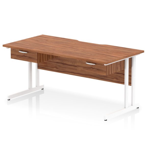 Pulse Scalloped Edge Cantilever Straight Desk With Two One Drawer Fixed Pedestals - Image 18