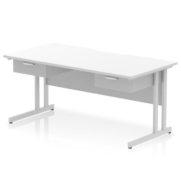 Pulse Scalloped Edge Cantilever Straight Desk With Two One Drawer Fixed Pedestals - Image 12