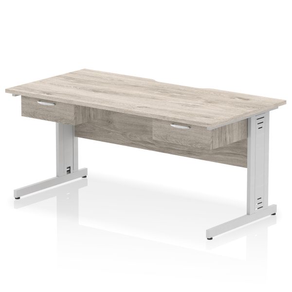 Pulse Scalloped Edge Cable Managed Straight Desk With Two One Drawer Fixed Pedestals - Image 8