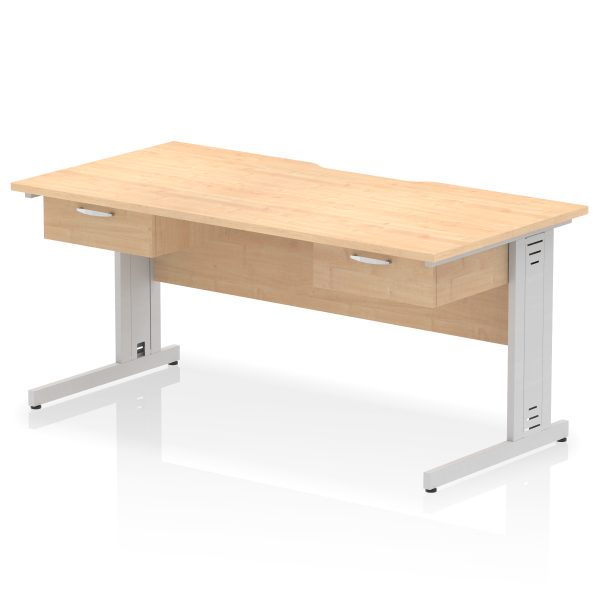 Pulse Scalloped Edge Cable Managed Straight Desk With Two One Drawer Fixed Pedestals - Image 9