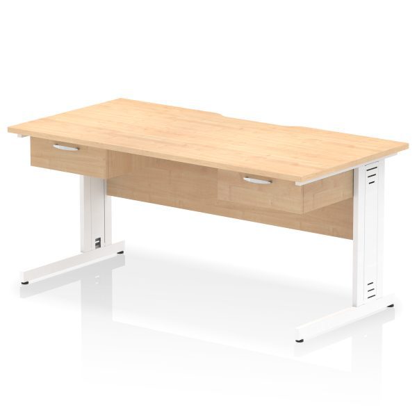 Pulse Scalloped Edge Cable Managed Straight Desk With Two One Drawer Fixed Pedestals - Image 16