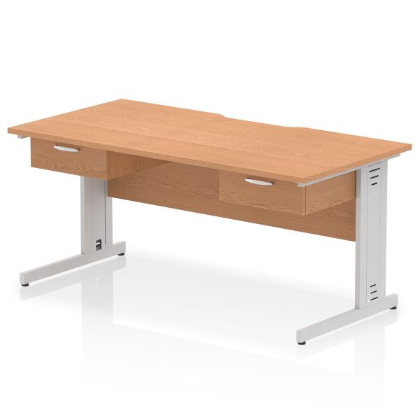 Pulse Scalloped Edge Cable Managed Straight Desk With Two One Drawer Fixed Pedestals - Image 10