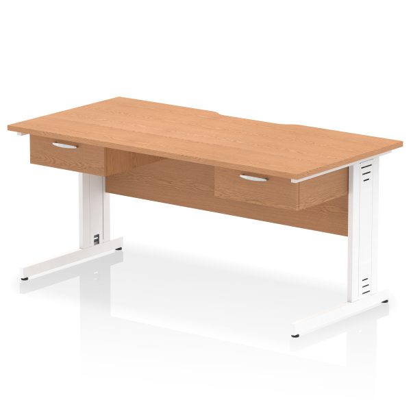Pulse Scalloped Edge Cable Managed Straight Desk With Two One Drawer Fixed Pedestals - Image 17