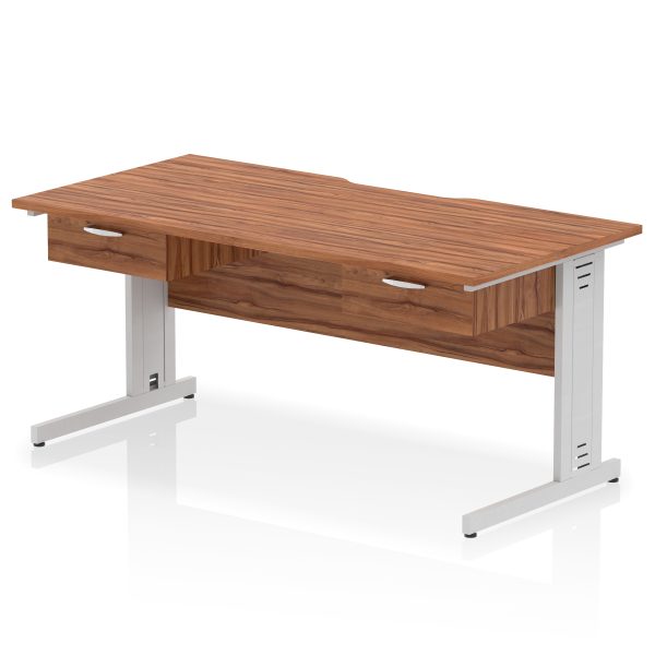 Pulse Scalloped Edge Cable Managed Straight Desk With Two One Drawer Fixed Pedestals - Image 11