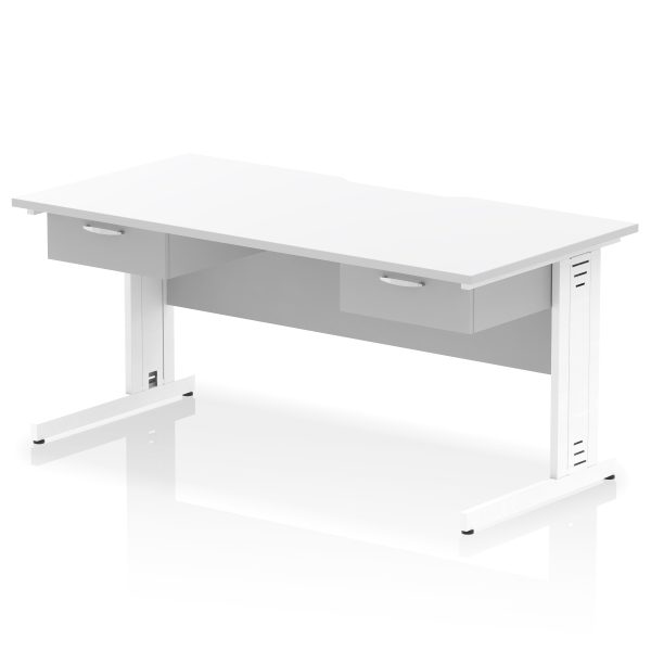 Pulse Scalloped Edge Cable Managed Straight Desk With Two One Drawer Fixed Pedestals - Image 19
