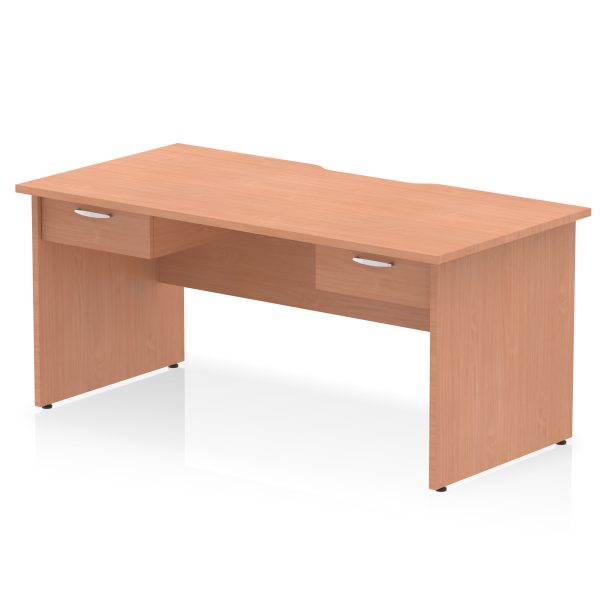 Pulse Scalloped Edge Panel End Straight Desk Frame With Two One Drawer Fixed Pedestals - Image 2