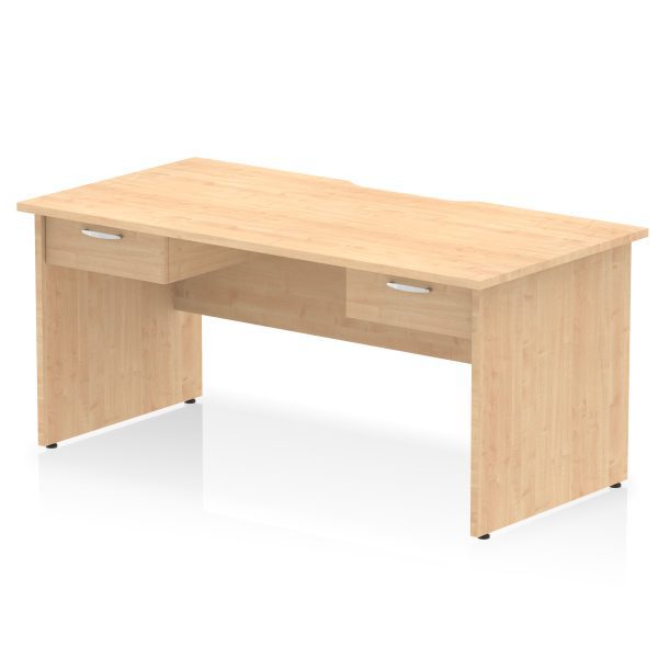 Pulse Scalloped Edge Panel End Straight Desk Frame With Two One Drawer Fixed Pedestals - Image 4