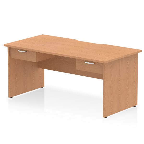 Pulse Scalloped Edge Panel End Straight Desk Frame With Two One Drawer Fixed Pedestals - Image 5