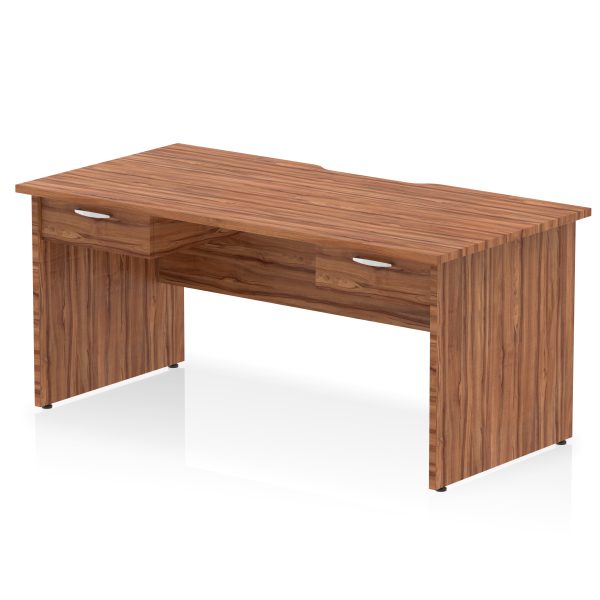 Pulse Scalloped Edge Panel End Straight Desk Frame With Two One Drawer Fixed Pedestals - Image 6